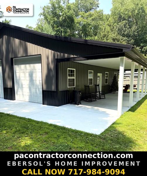 Ebersol's Home Improvement — black pole building exterior before
